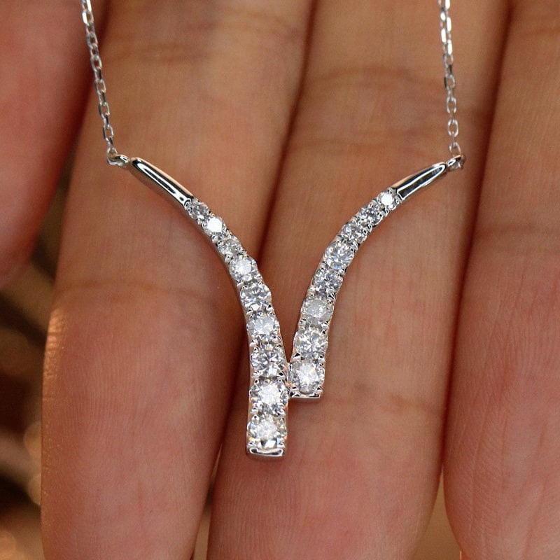 14k Gold 0.65 Ct Natural H Diamond Necklace - 5