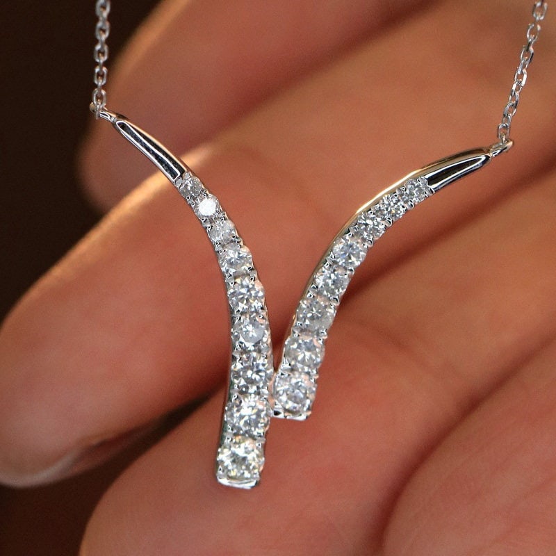 14k Gold 0.65 Ct Natural H Diamond Necklace - 6