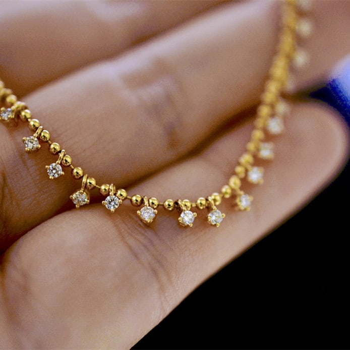 14k Gold 1.00 Ct Natural H Diamond Necklace - 5