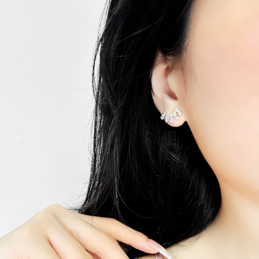 14k Gold 0.40 Ct Natural H Diamond Earrings - 4