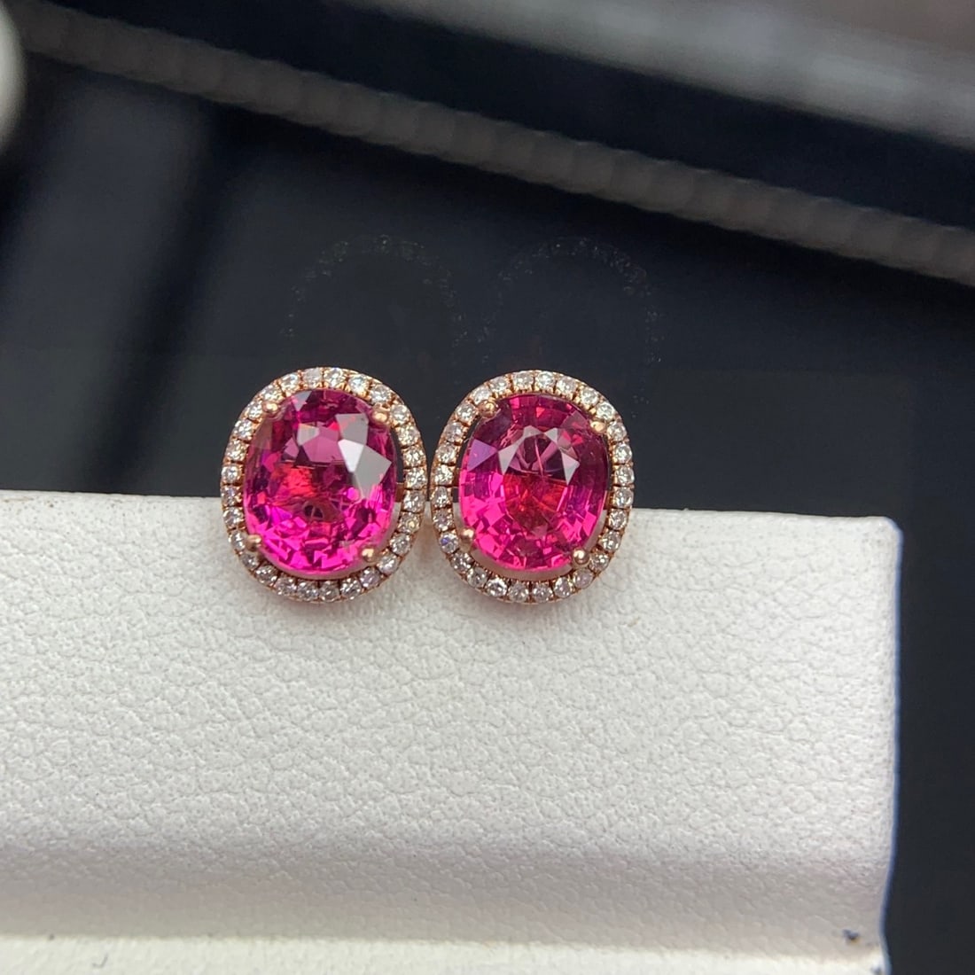 14k Gold 1.75 Ct Natural Tourmaline & Diamond Earrings - 5