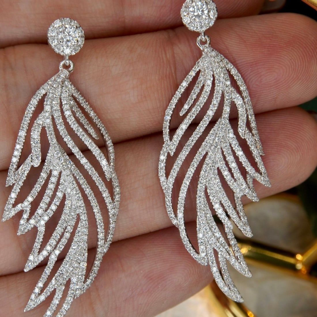 14k Gold 1.86 Ct Natural H Diamond Earrings - 5