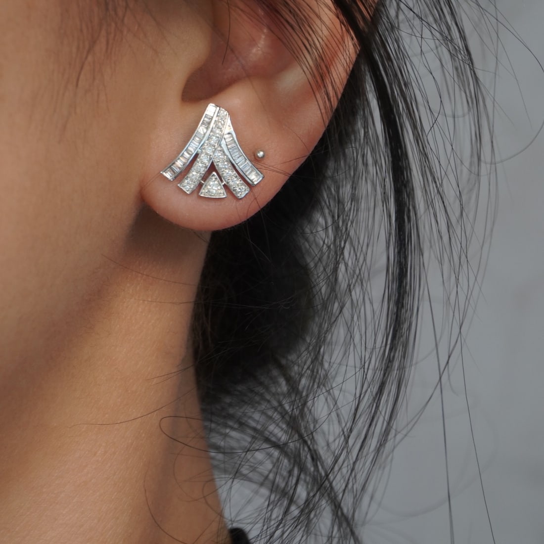 14k Gold 0.68 Ct Natural H Diamond Earrings - 8