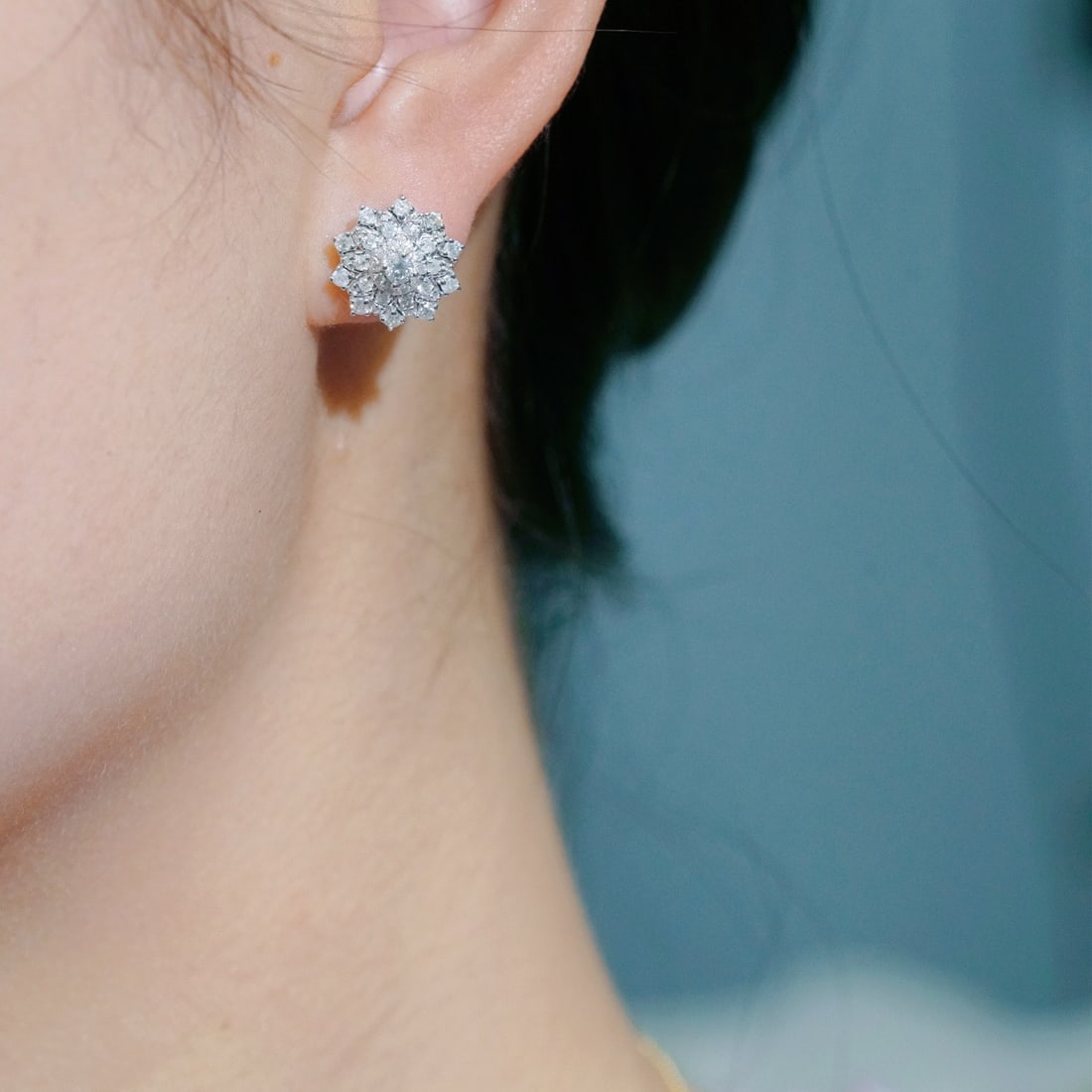 14k Gold 0.86 Ct Natural H Diamond Earrings - 6