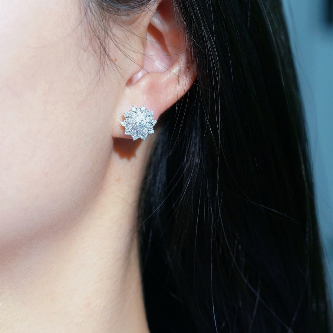 14k Gold 0.86 Ct Natural H Diamond Earrings - 7