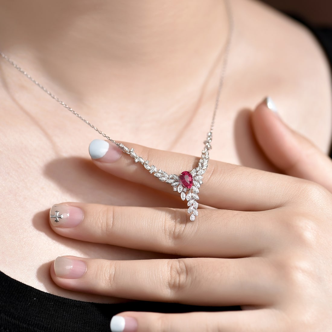 14k Gold 1.40 Ctw Natural Ruby & Diamond Necklace - 7