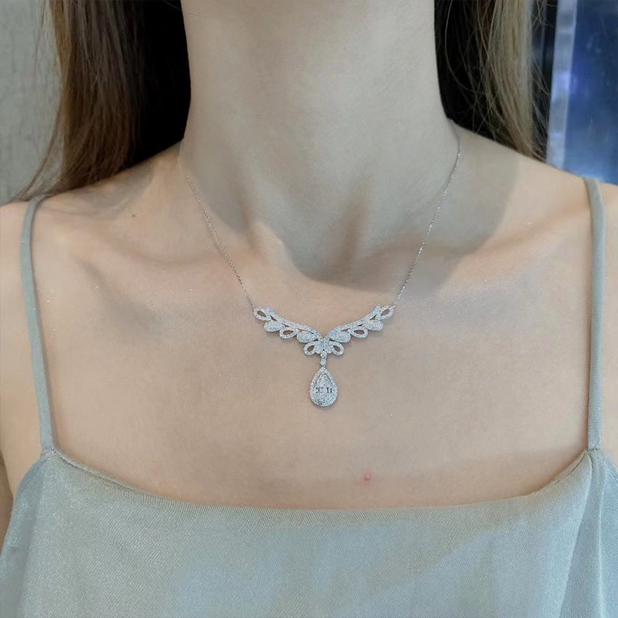 14k Gold 1 Ct Natural H Diamond Necklace - 7