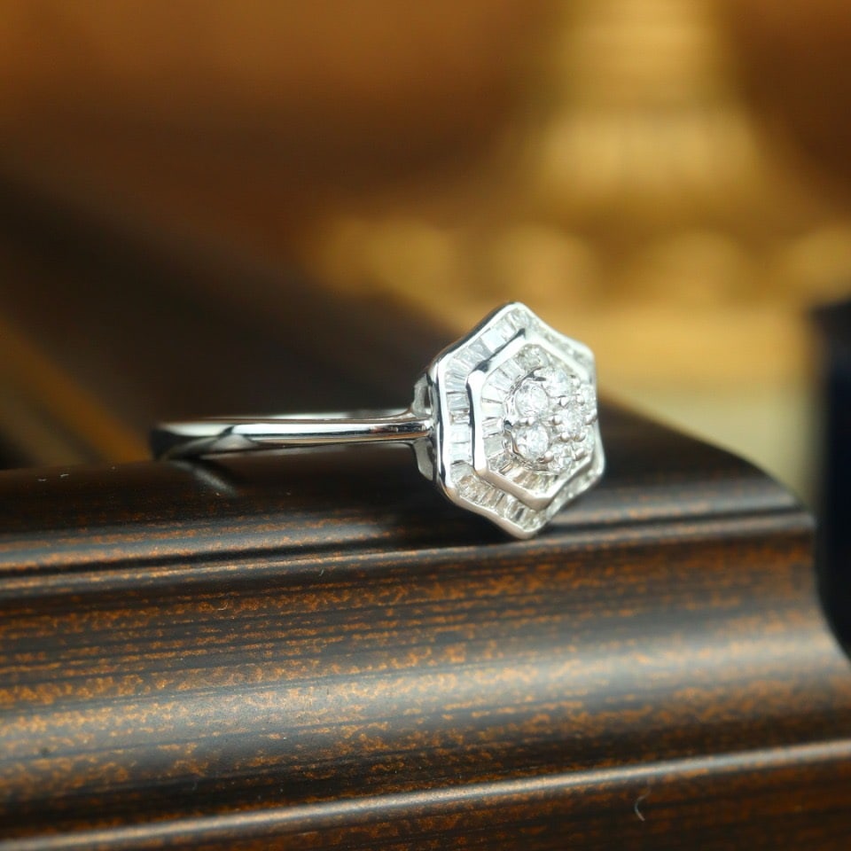 14k Gold 0.5 Ct Natural H Diamond Ring - 2