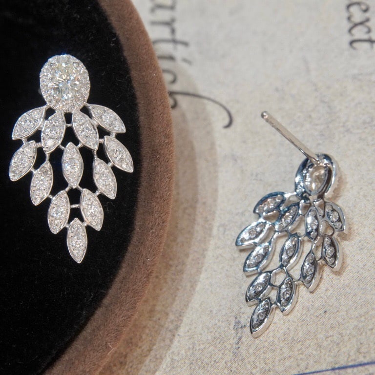 14k Gold 0.72 Ct Natural H Diamond Earrings - 2