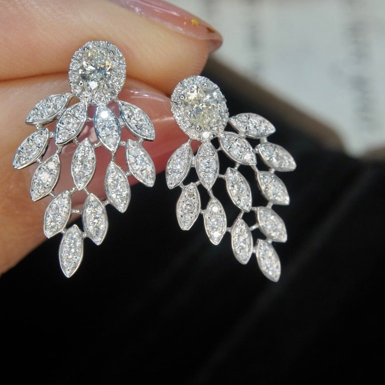 14k Gold 0.72 Ct Natural H Diamond Earrings - 3