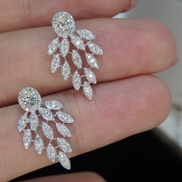14k Gold 0.72 Ct Natural H Diamond Earrings - 4