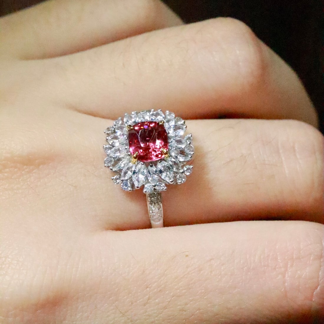 14k Gold 1.64 Ctw Natural Spinel & Diamond Ring - 5