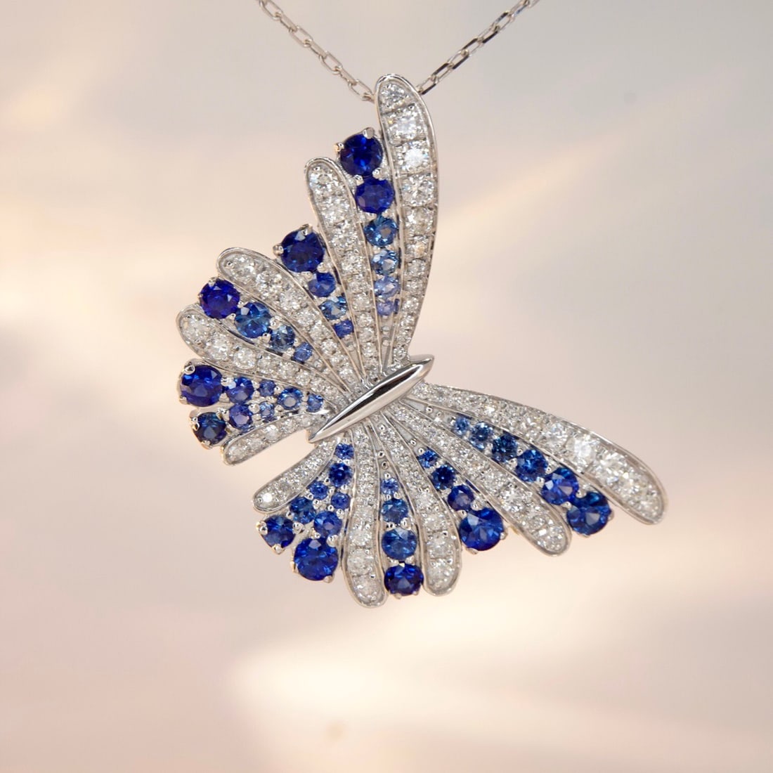 14k Gold 2.08 Ctw Natural Sapphire & Diamond Pendant( Without Chain ) - 4