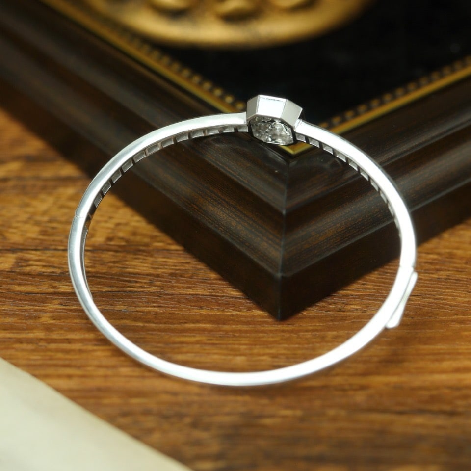 14k Gold 3.5 Ct Natural H Diamond Bangle - 4
