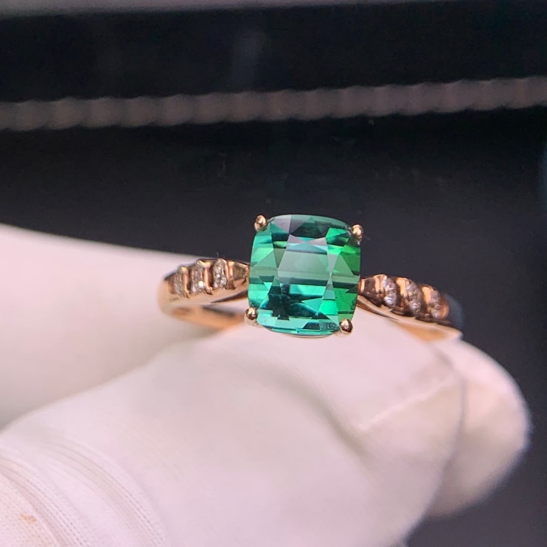14k Gold 1.8 Ct Natural Tourmaline & Diamond Ring - 2