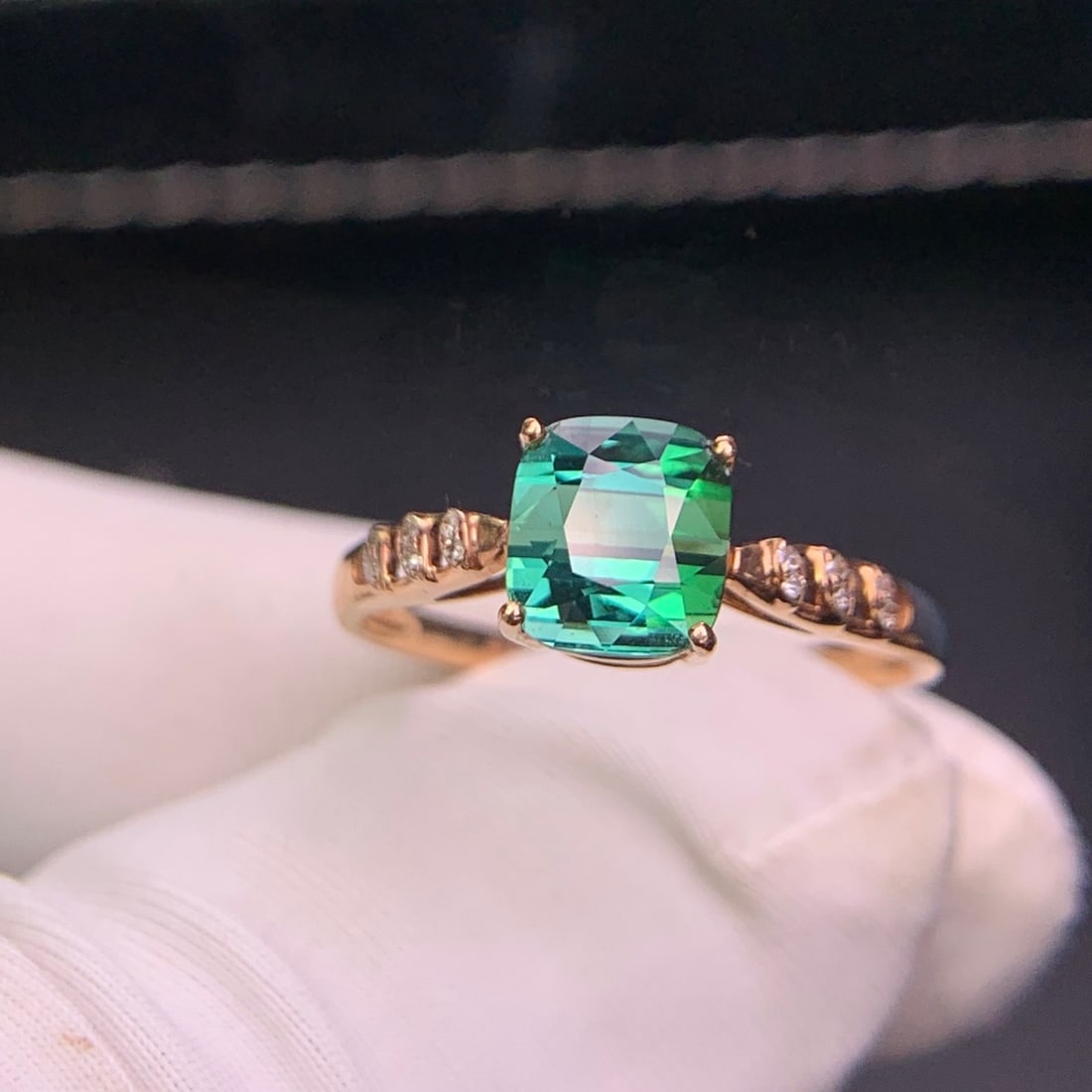 14k Gold 1.8 Ct Natural Tourmaline & Diamond Ring - 6
