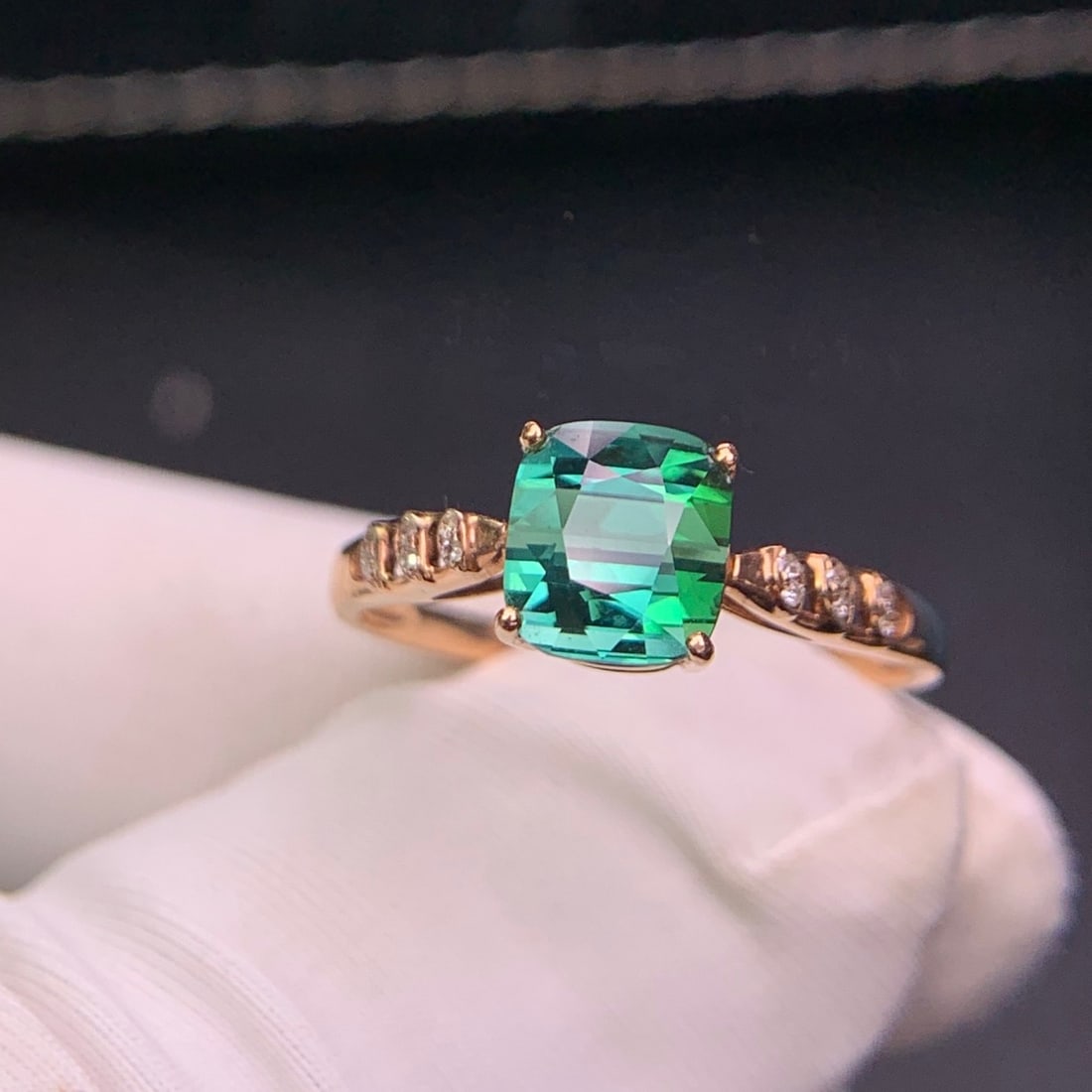 14k Gold 1.8 Ct Natural Tourmaline & Diamond Ring - 7