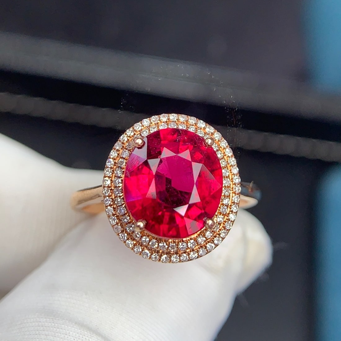 14k Gold 3.1 Ct Natural Tourmaline & Diamond Ring - 7