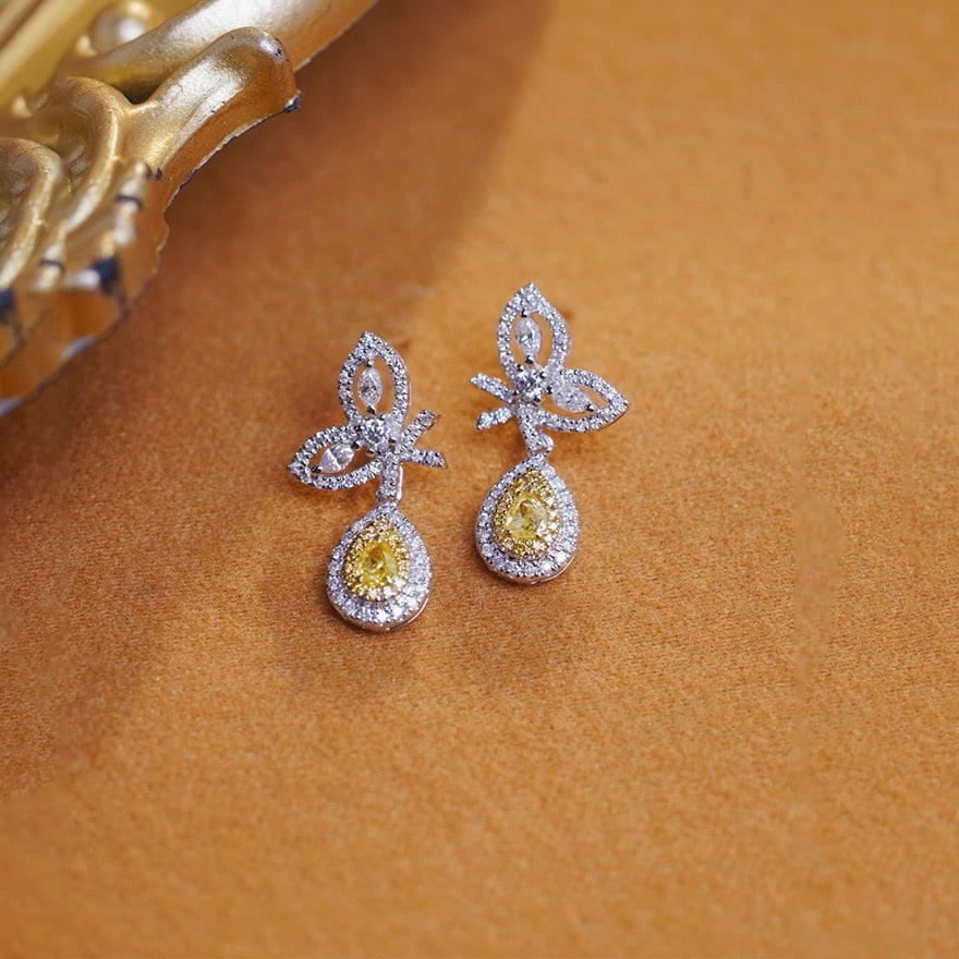 14k Gold 0.9 Ct Natural Color Diamond Earrings - 5
