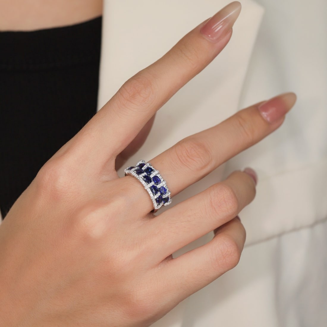 14k Gold 2.43 Ctw Natural Sapphire & Diamond Ring - 5
