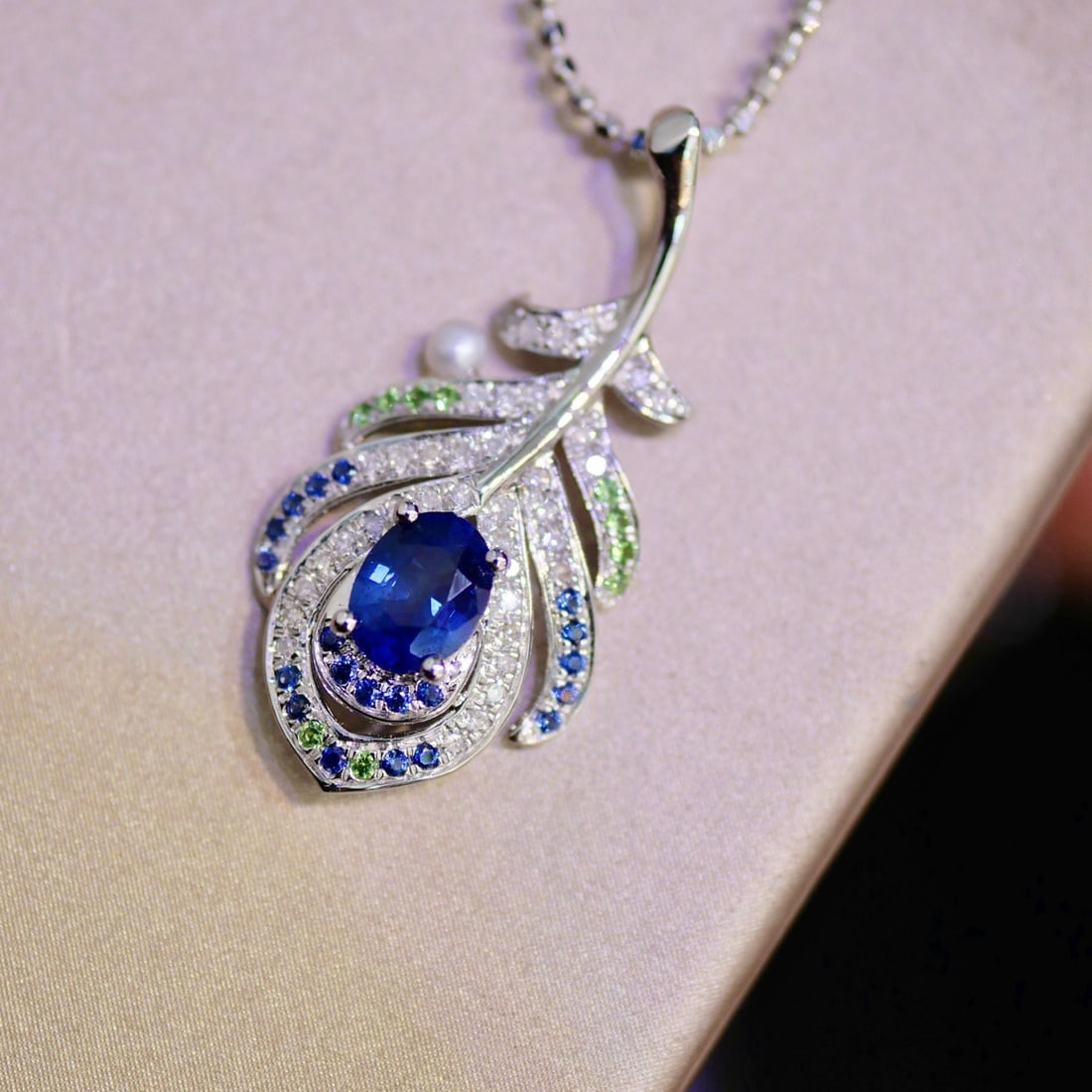 14k Gold 0.50 Ct Natural Sapphire & Diamond Pendant( Without Chain ) - 2
