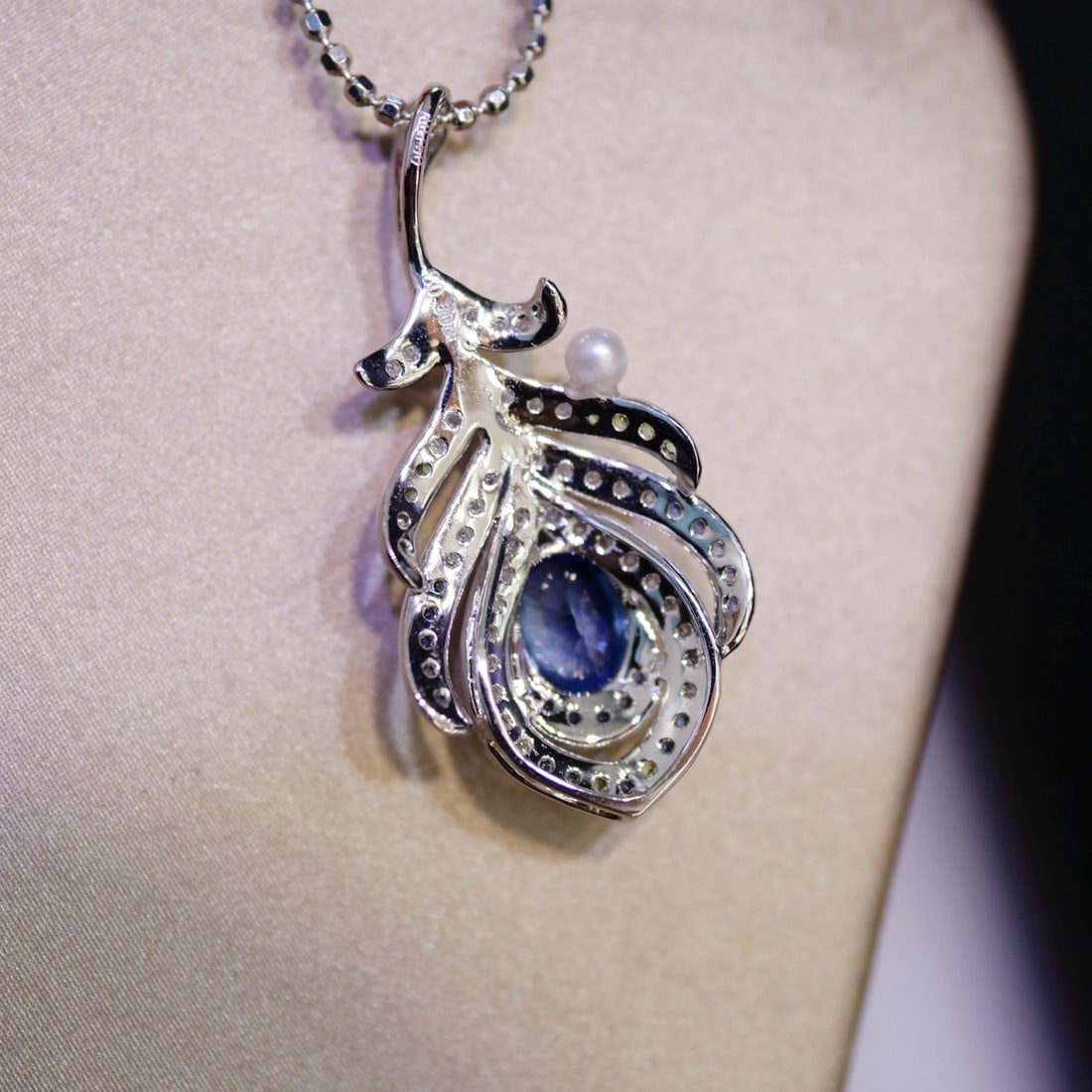 14k Gold 0.50 Ct Natural Sapphire & Diamond Pendant( Without Chain ) - 3