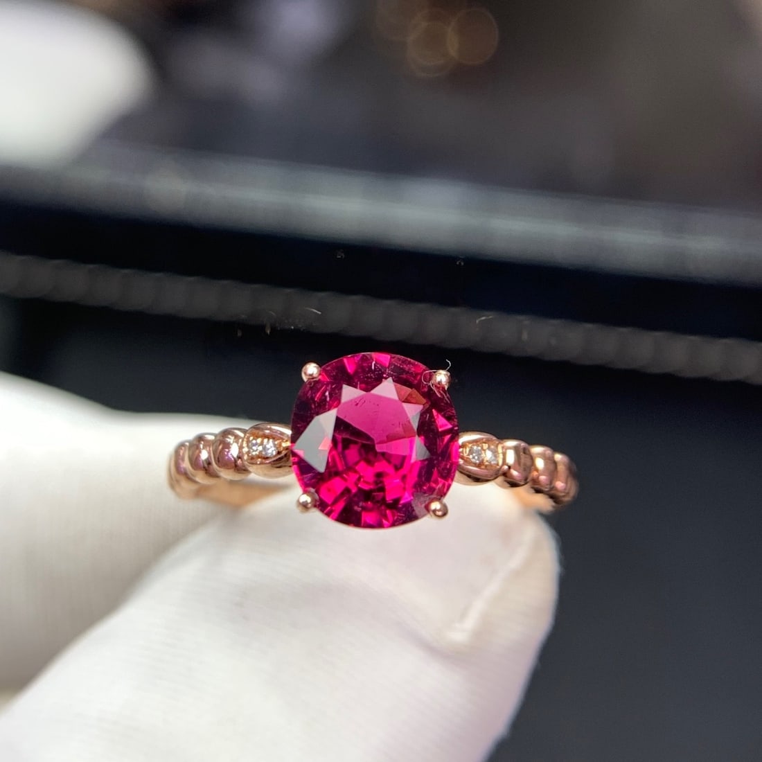 14k Gold 1.35 Ct Natural Tourmaline & Diamond Ring - 3