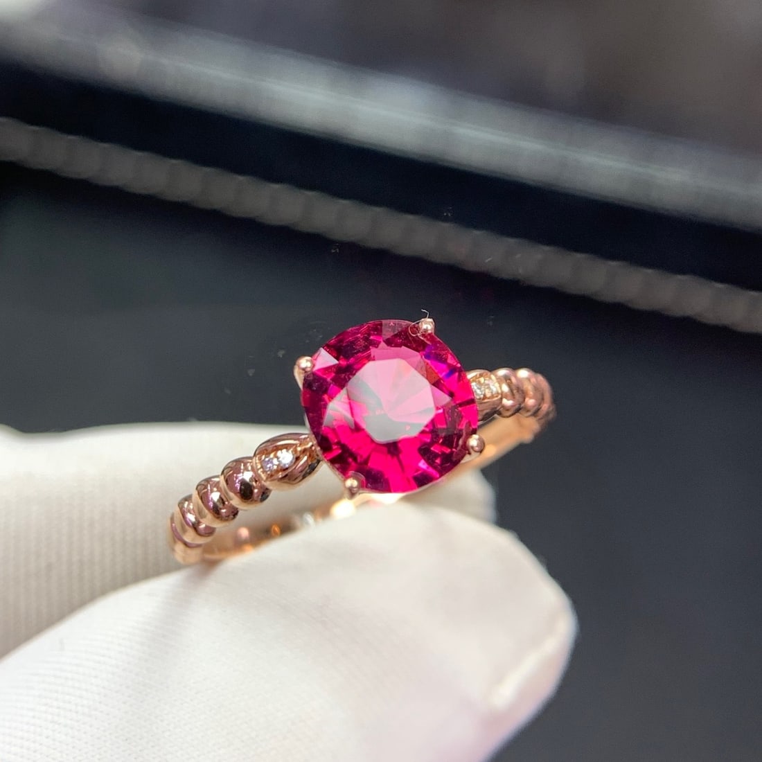 14k Gold 1.35 Ct Natural Tourmaline & Diamond Ring - 4