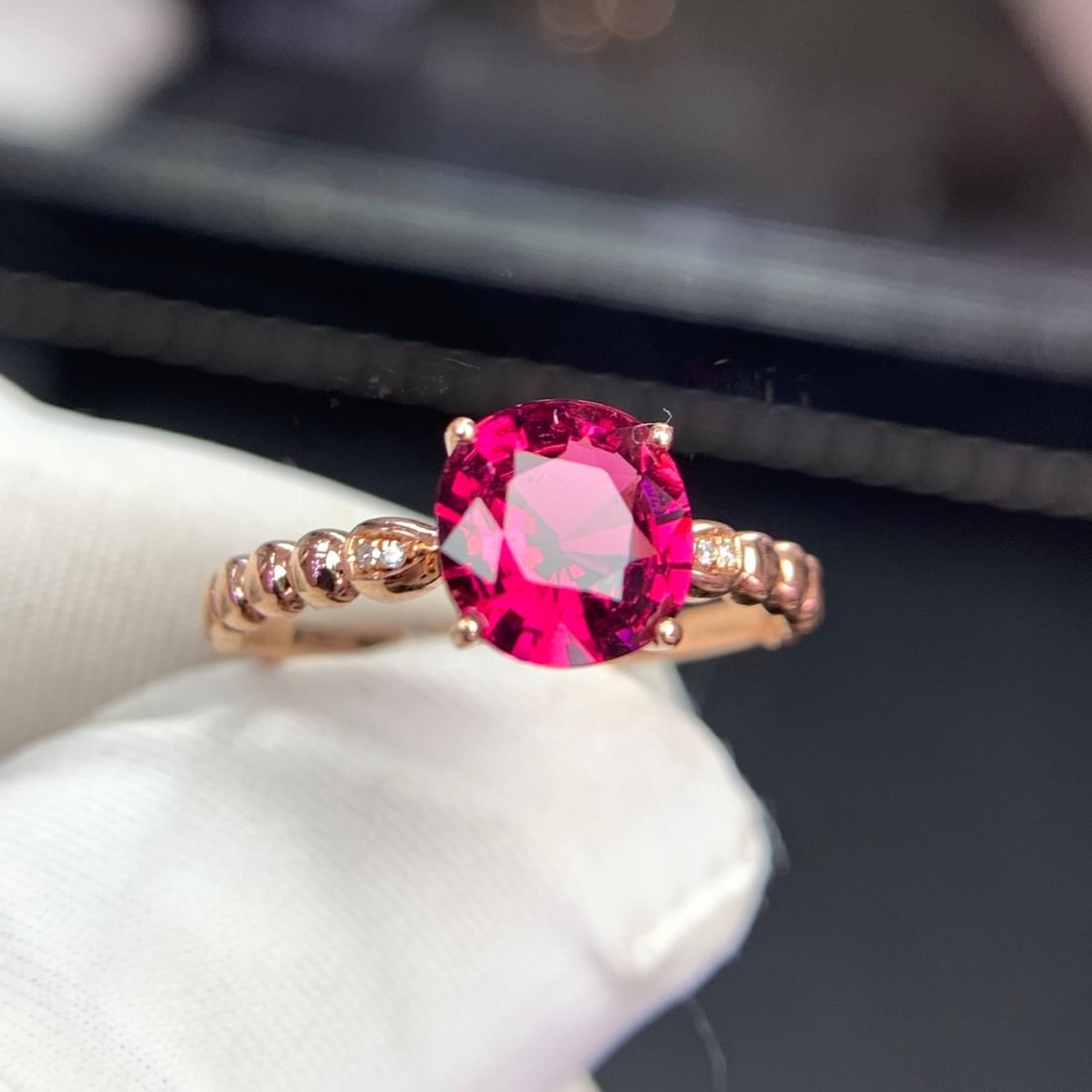 14k Gold 1.35 Ct Natural Tourmaline & Diamond Ring - 5