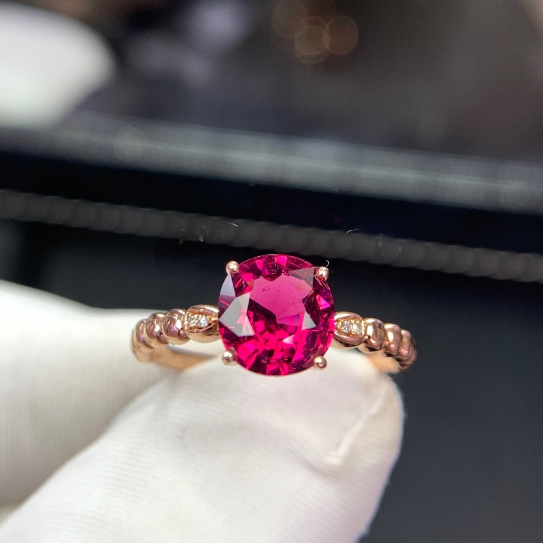 14k Gold 1.35 Ct Natural Tourmaline & Diamond Ring - 6