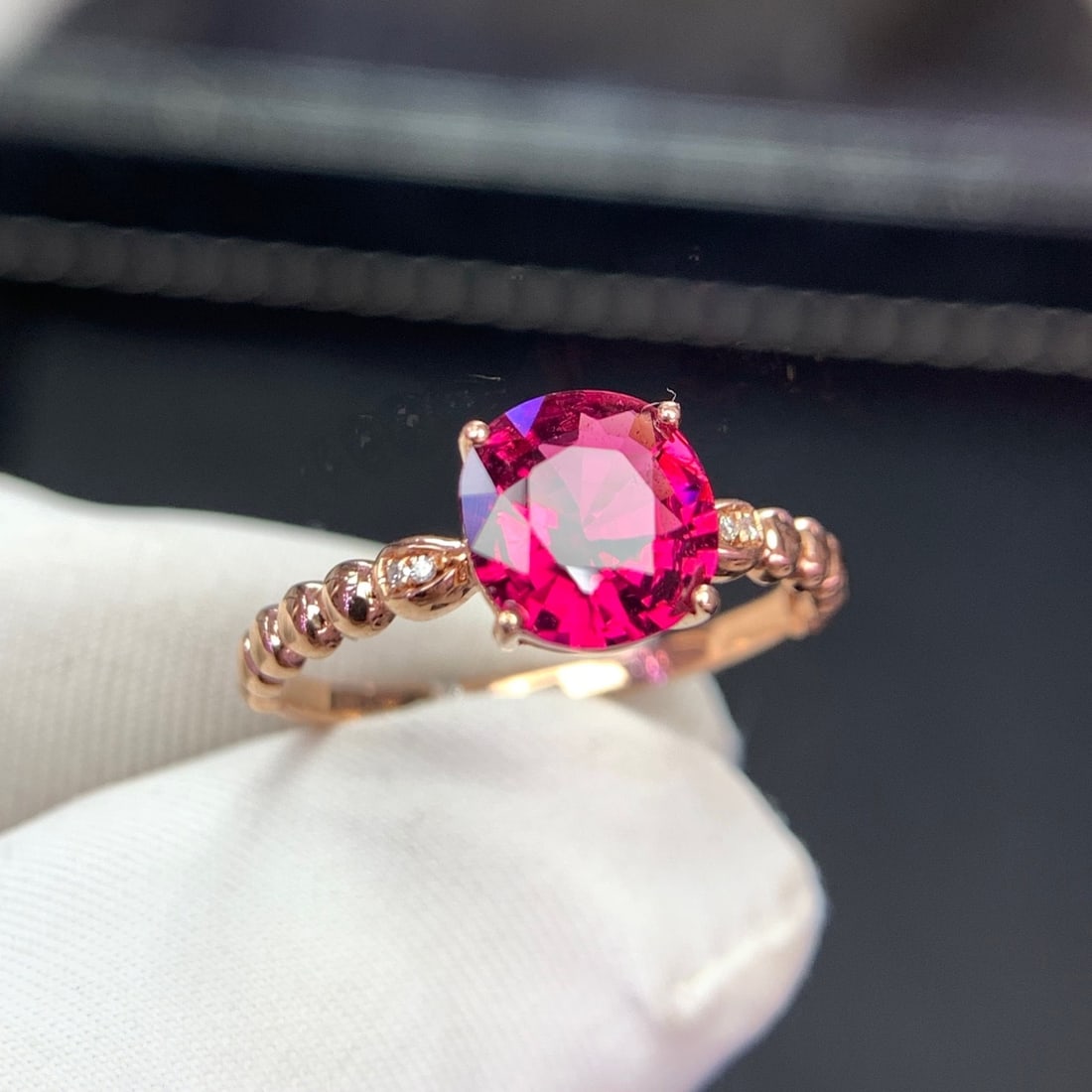 14k Gold 1.35 Ct Natural Tourmaline & Diamond Ring - 7