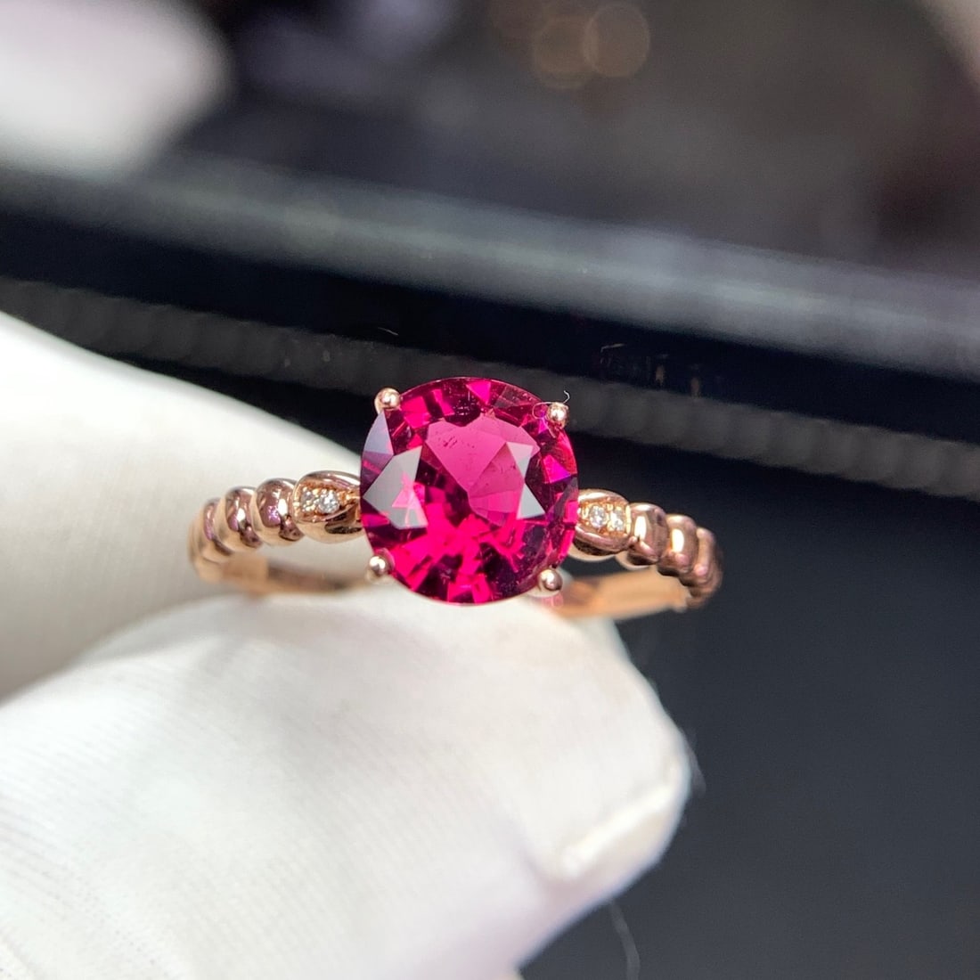 14k Gold 1.35 Ct Natural Tourmaline & Diamond Ring - 8