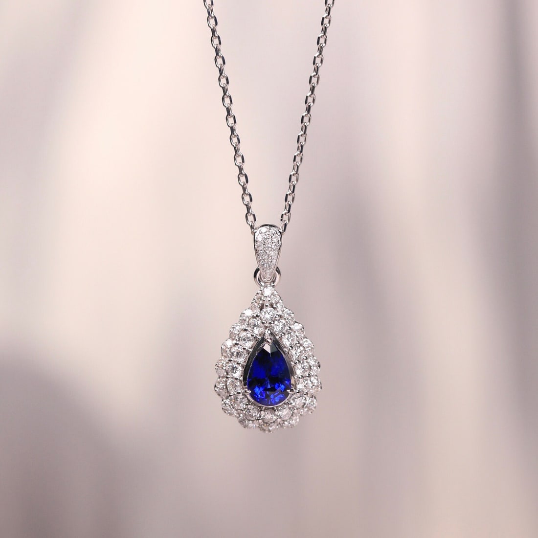 14k Gold 0.64 Ct Natural Sapphire & Diamond Necklace - 7
