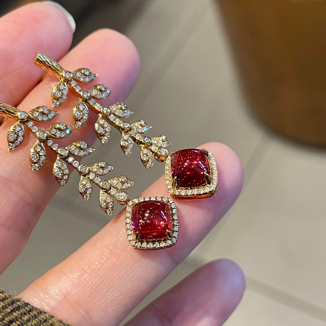 14k Gold 3.3 Ct Natural Tourmaline & Diamond Earrings - 4