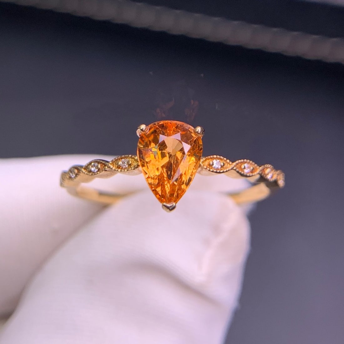 14k Gold 1.05 Ct Natural Spessartine & Diamond Ring - 3