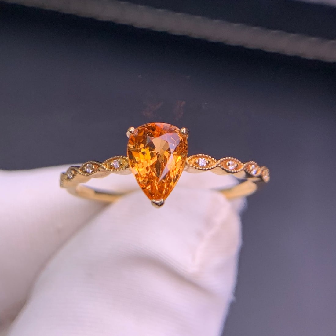 14k Gold 1.05 Ct Natural Spessartine & Diamond Ring - 4
