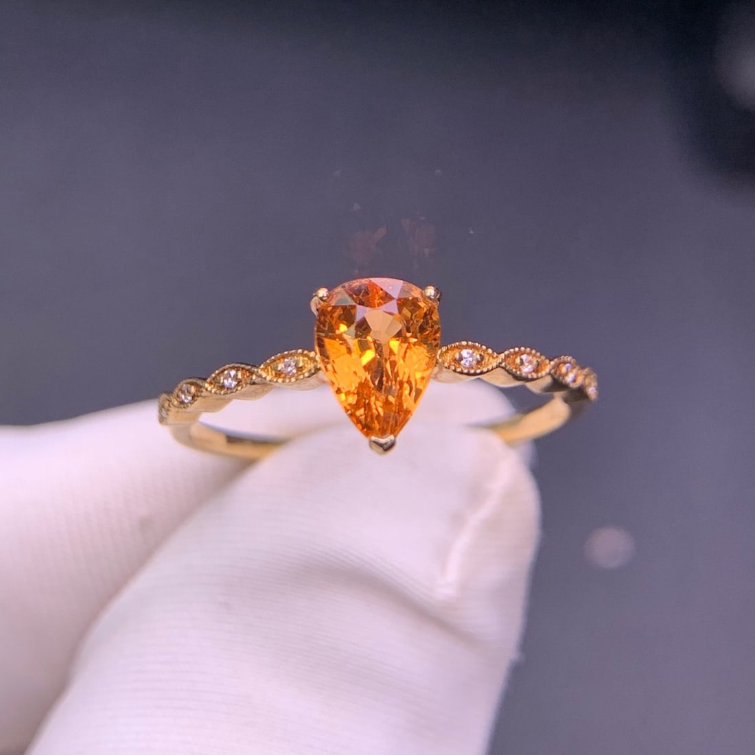 14k Gold 1.05 Ct Natural Spessartine & Diamond Ring - 5