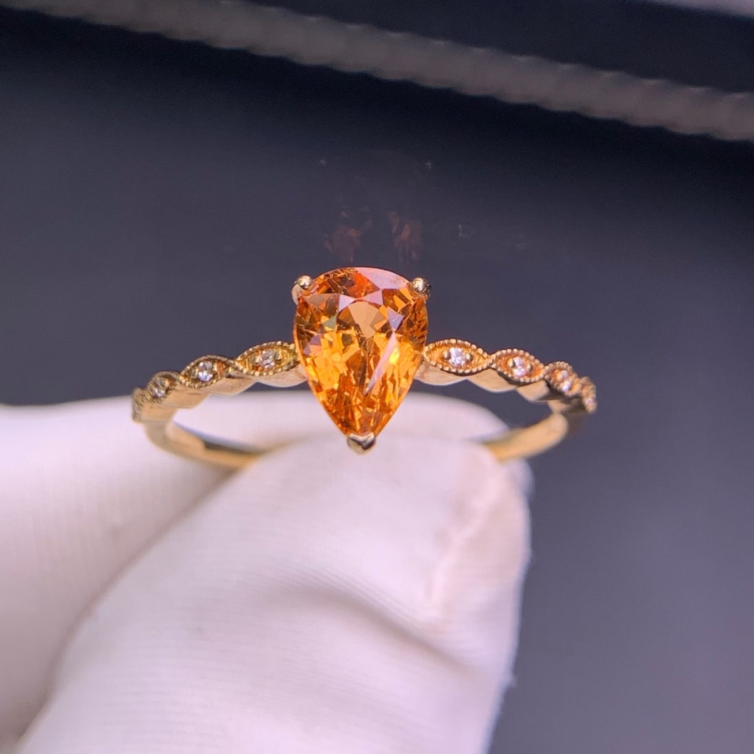 14k Gold 1.05 Ct Natural Spessartine & Diamond Ring - 6