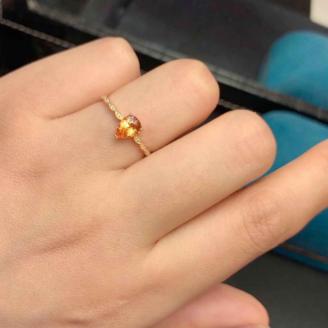 14k Gold 1.05 Ct Natural Spessartine & Diamond Ring - 9