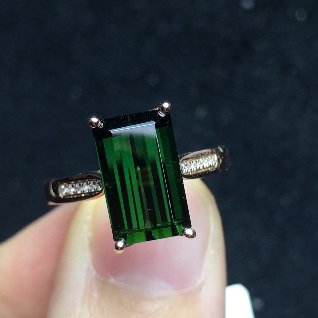 14k Gold 4.0 Ct Natural Tourmaline & Diamond Ring - 4