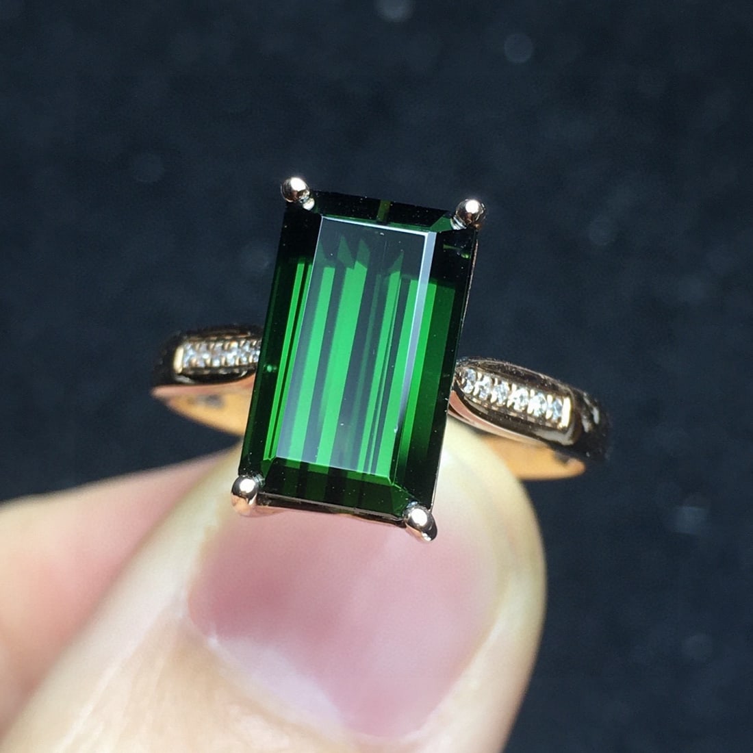 14k Gold 4.0 Ct Natural Tourmaline & Diamond Ring - 5