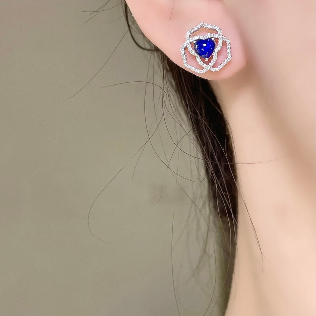 14k Gold 1.5 Ct Natural Sapphire & Diamond Earrings - 7