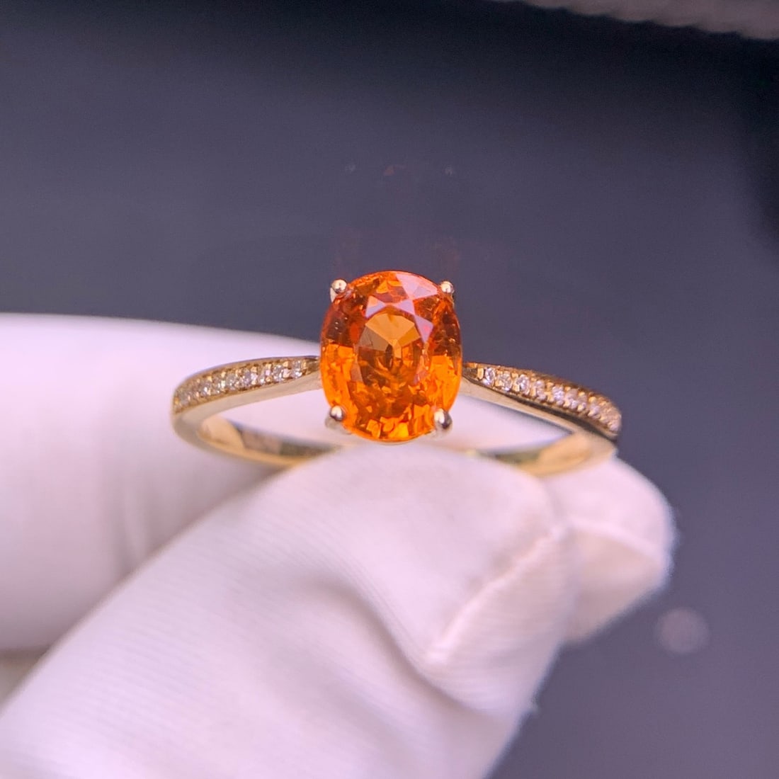 14k Gold 1.6 Ct Natural Spessartine & Diamond Ring - 2