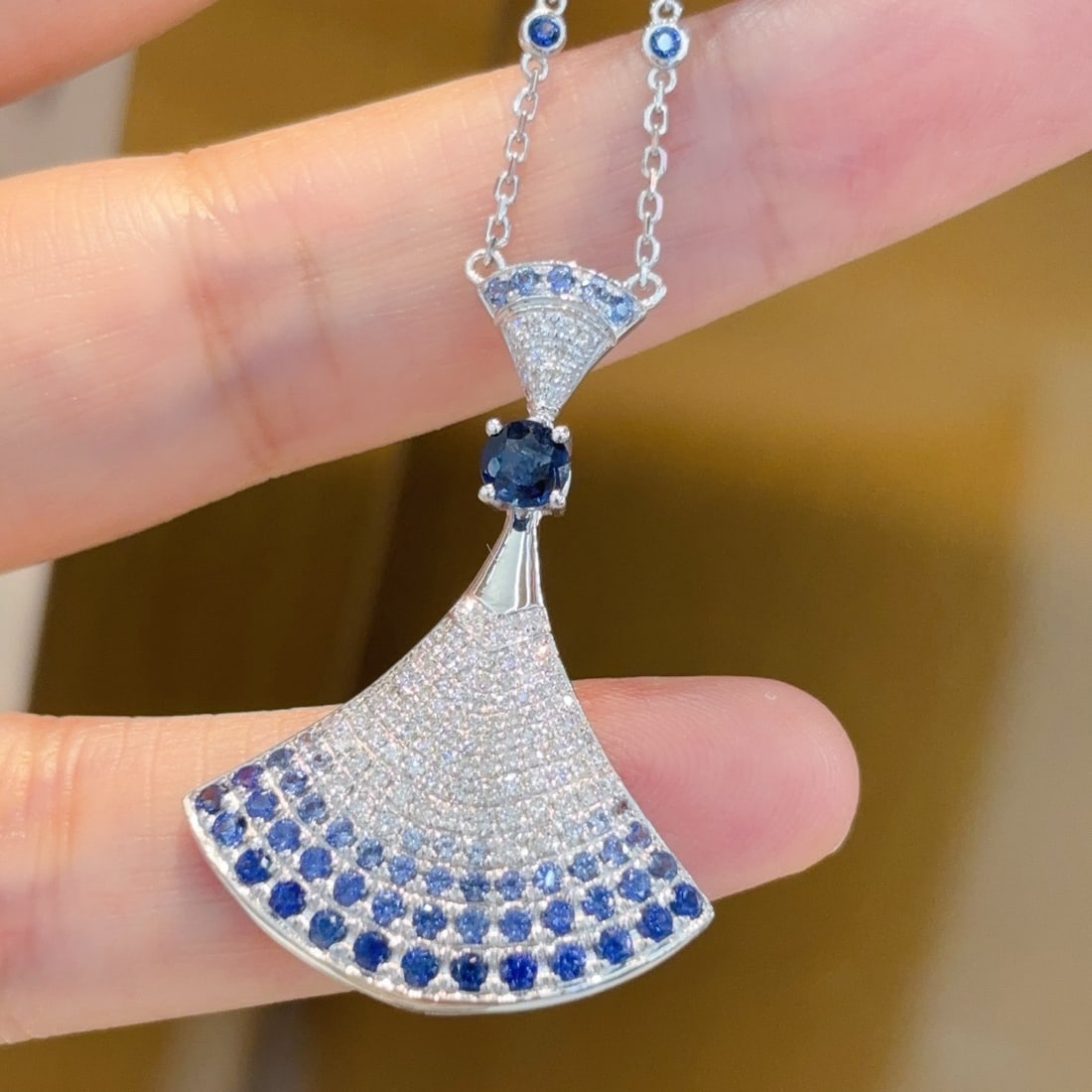 14k Gold 1.2 Ctw Natural Sapphire & Diamond Necklace - 2