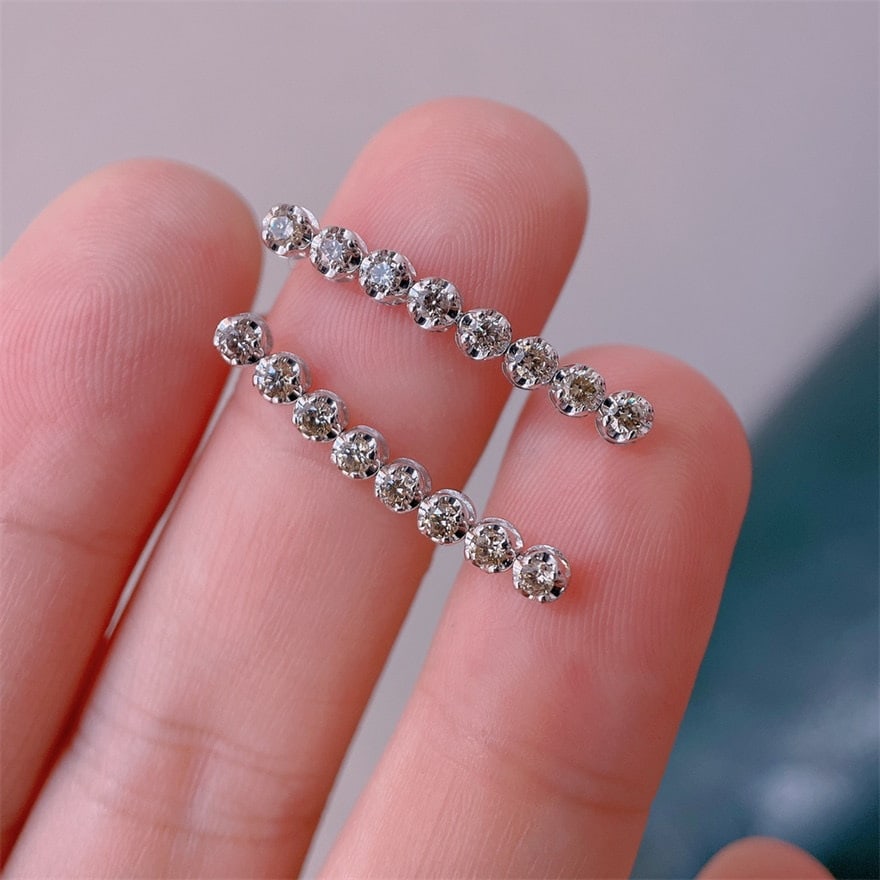 14k Gold 0.6 Ct Natural H Diamond Earrings - 2