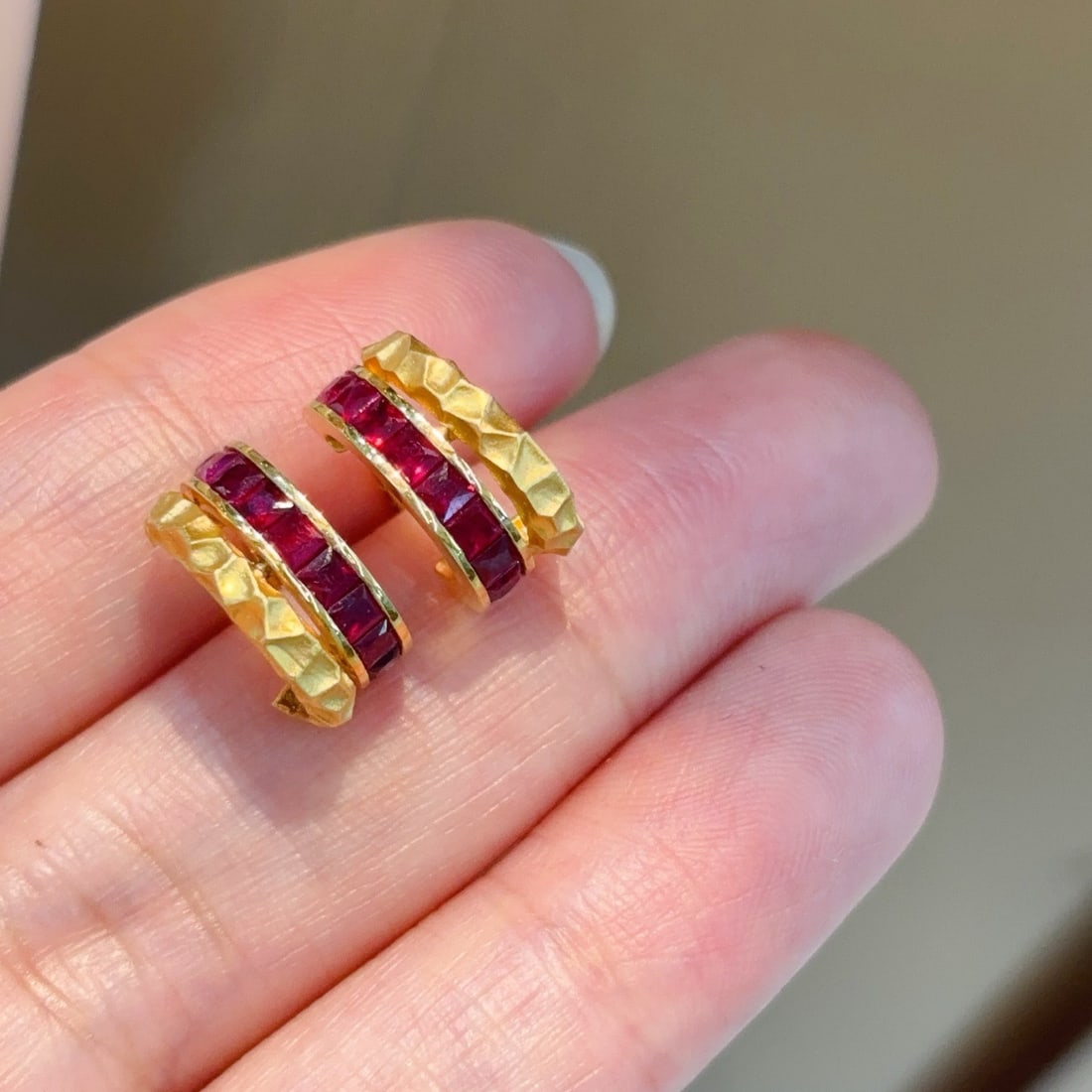 14k Gold 2 Ct Natural Ruby Earrings - 3