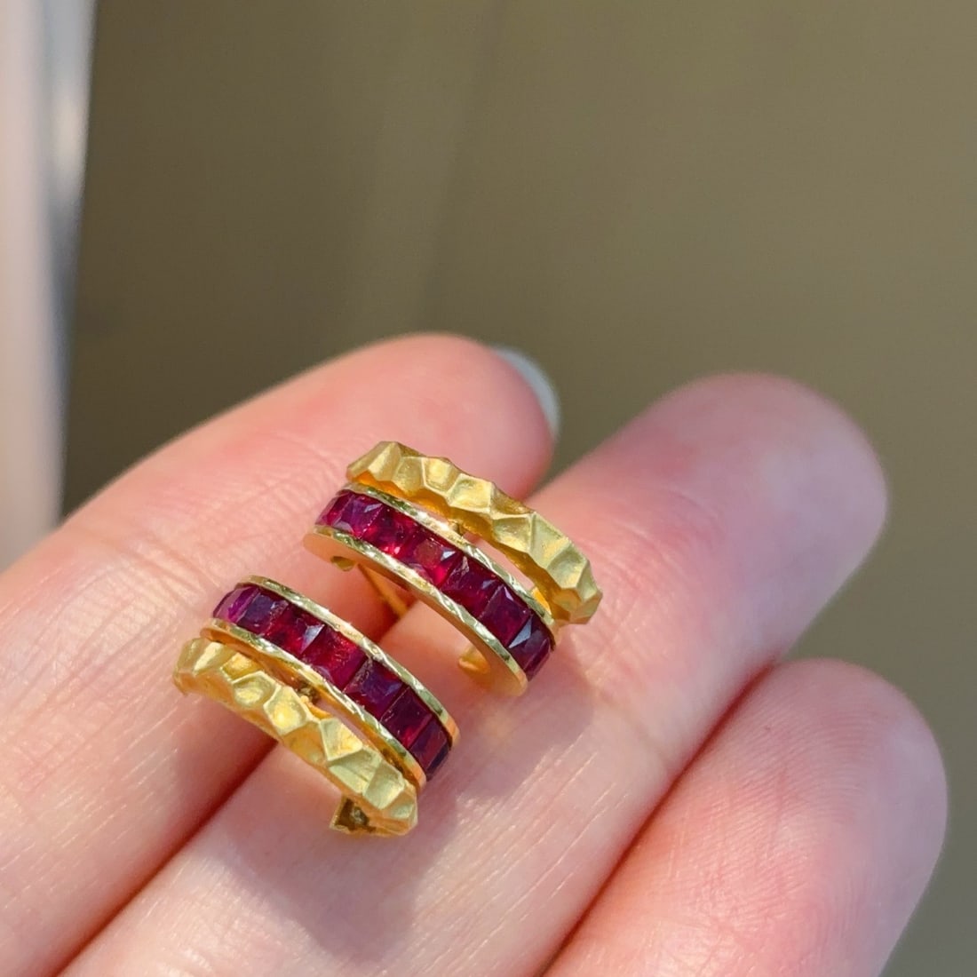 14k Gold 2 Ct Natural Ruby Earrings - 5