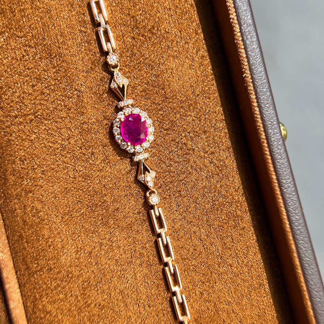 14k Gold 0.72 Ctw Natural Ruby & Diamond Bracelet - 6