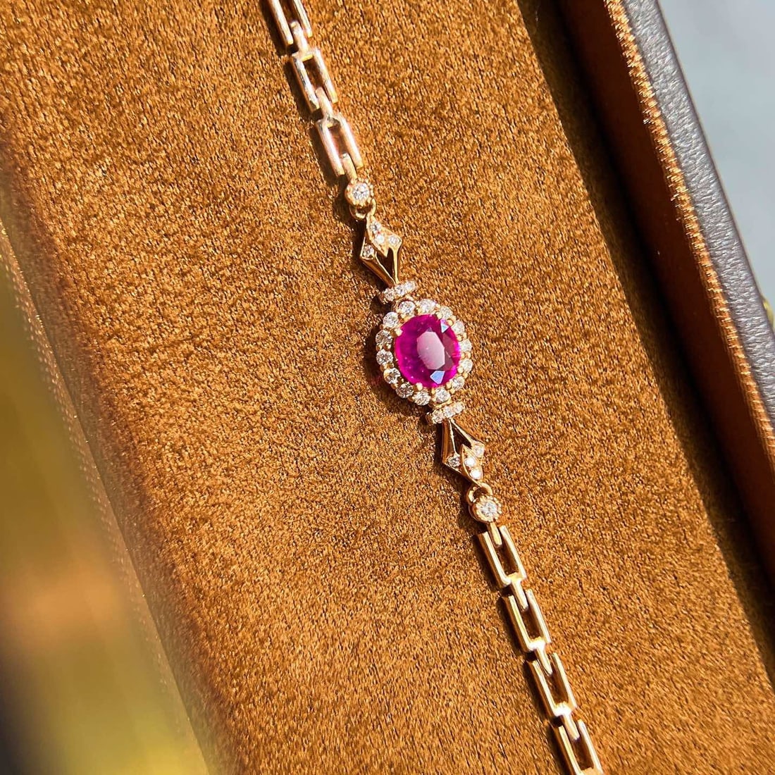 14k Gold 0.72 Ctw Natural Ruby & Diamond Bracelet - 7