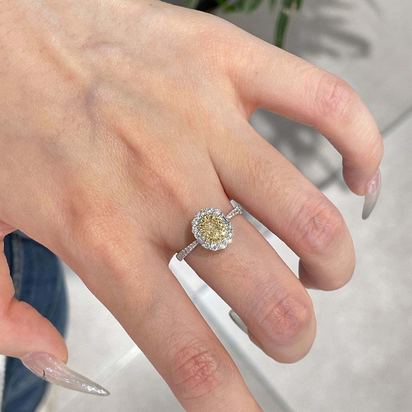 14k Gold 0.64 Ctw Natural Yellow Diamond & Diamond Ring - 5